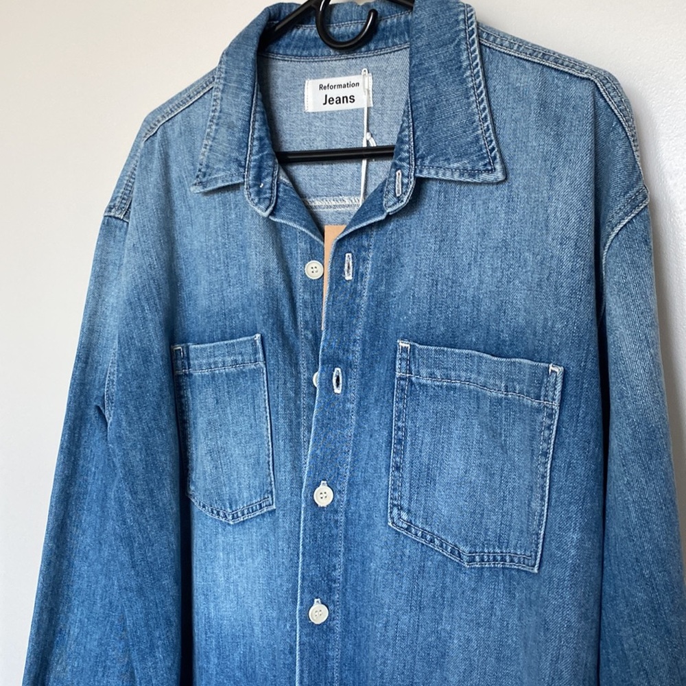 Reformation (New) Denim Shirt Dress View 2